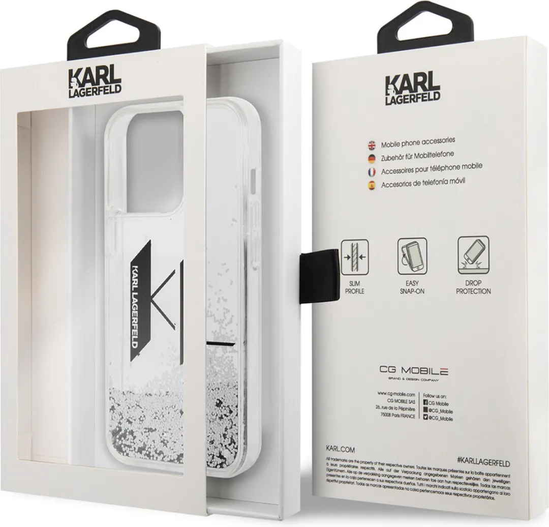Karl Lagerfeld Backcase Hoesje iPhone 14 Pro Max - Effen Zilver