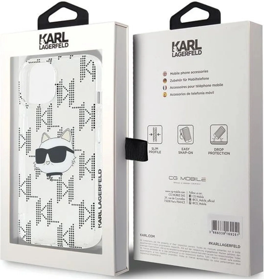 Karl Lagerfeld IML Choupette Head & Monogram Hoesje - iPhone 15/14/13 - Transparant