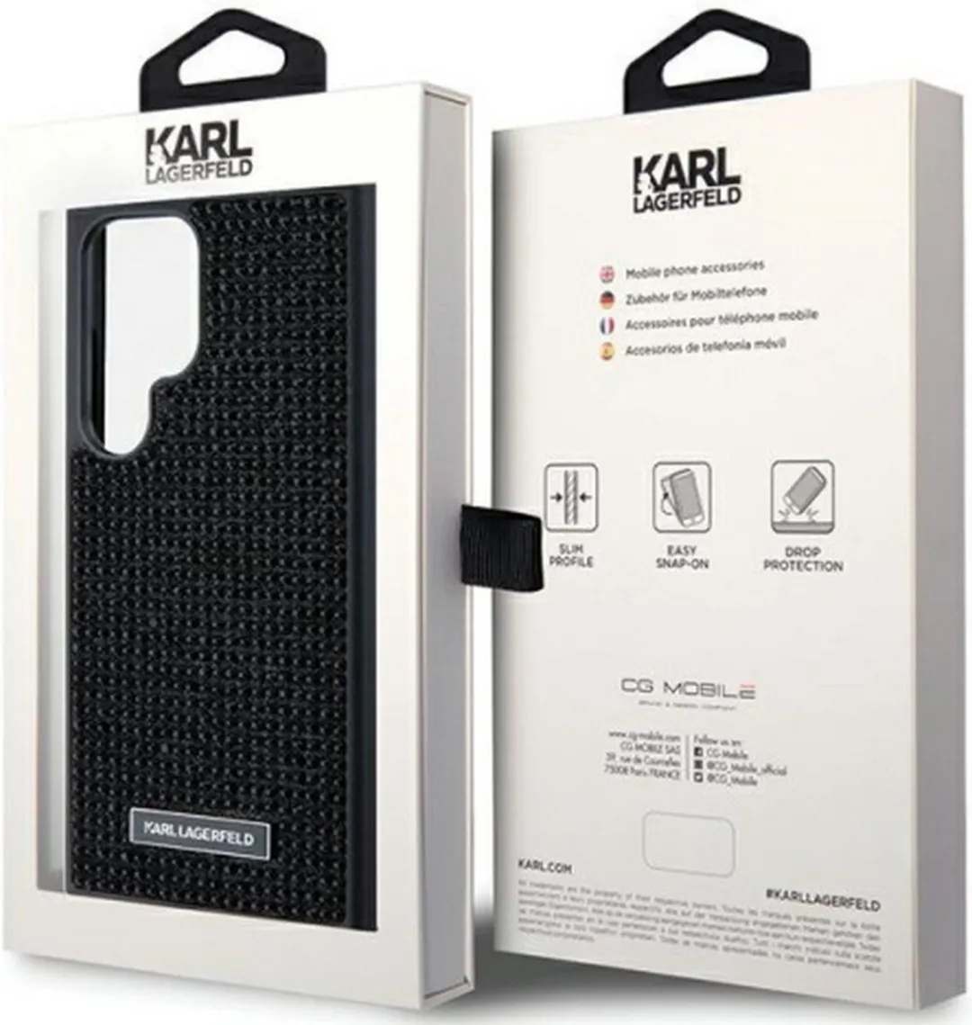 Karl Lagerfeld Rhinestones Back Case S24 Ultra - Zwart
