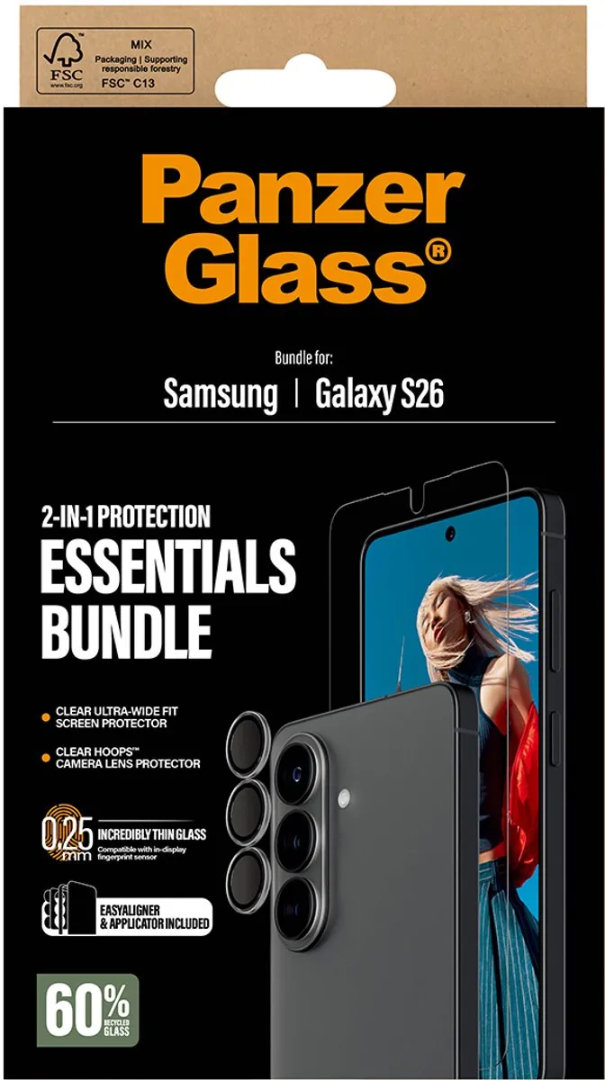 PanzerGlass Galaxy S26 Screenprotector & Hoops - 1 Stuk