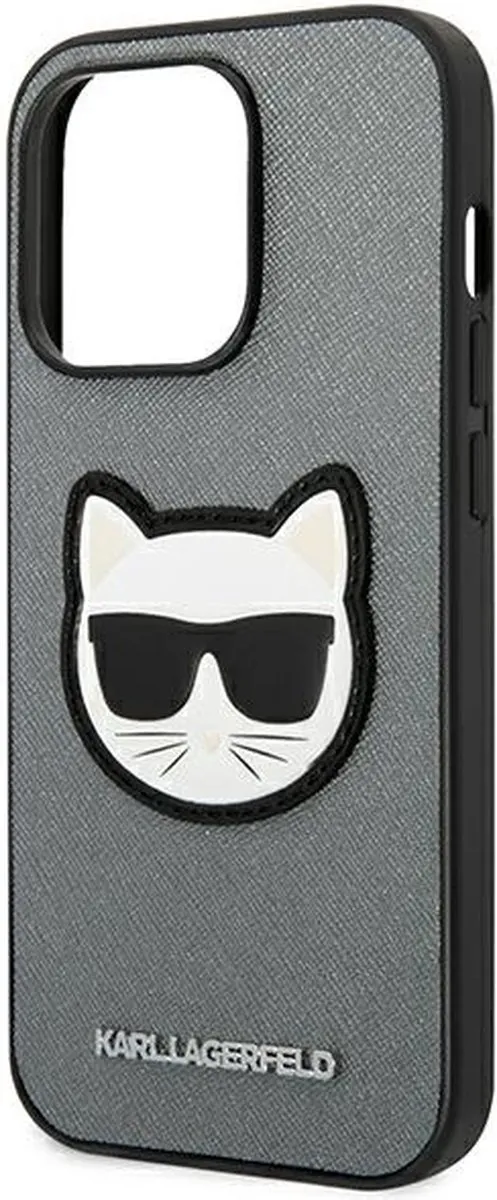 Karl Lagerfeld Apple iPhone 14 Pro Hoesje Saffiano Choupette - Zilver
