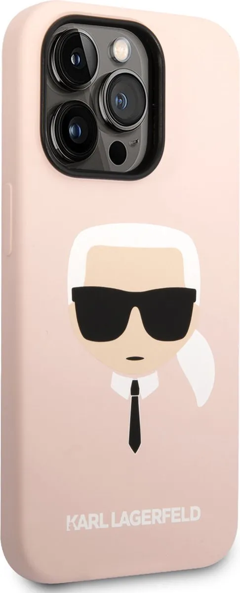 Karl Lagerfeld iPhone 14 Pro Hardcase - Karl's Head - Roze