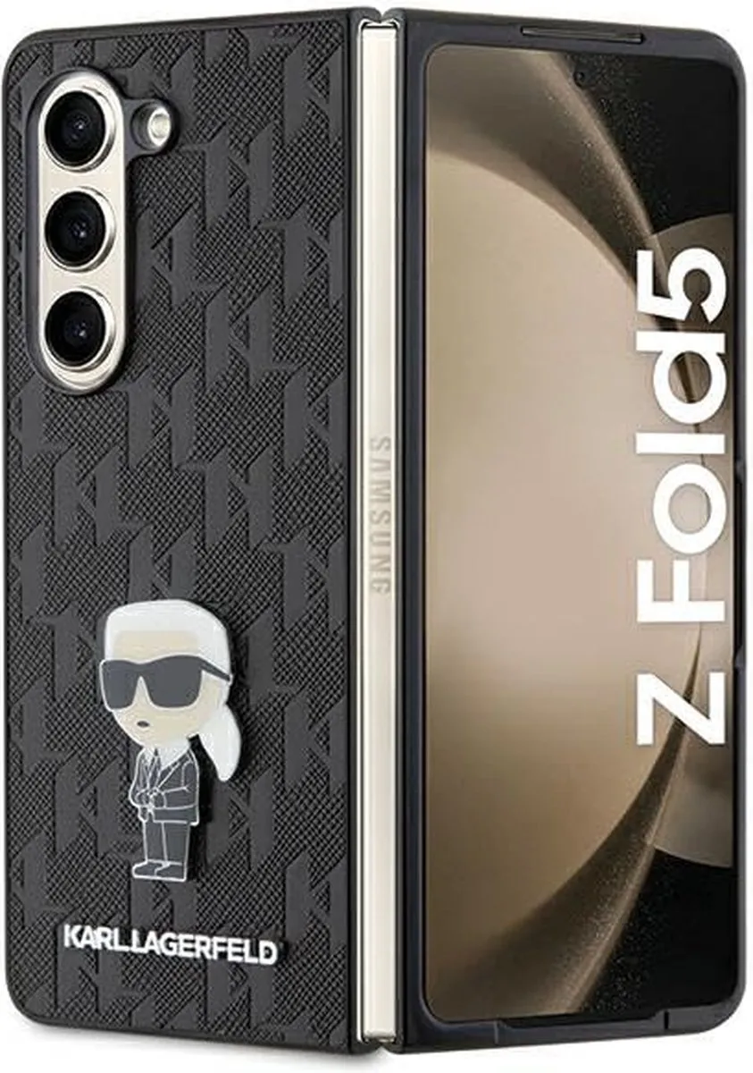 Karl Lagerfeld Saffiano Ikonik Pin-hoesje - Samsung Galaxy Z Fold - Zwart