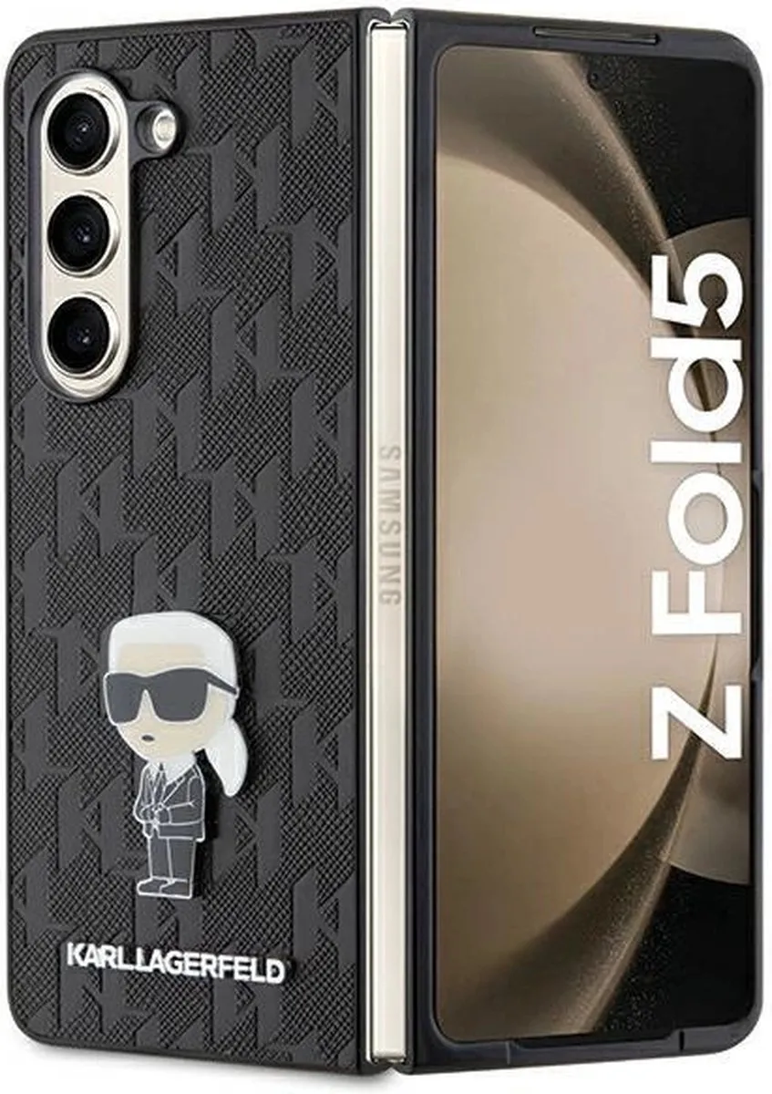 Karl Lagerfeld Saffiano Ikonik Pin-hoesje - Samsung Galaxy Z Fold - Zwart