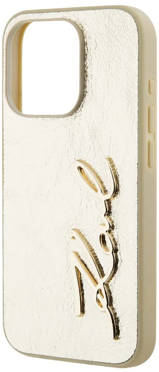 Karl Lagerfeld Hoesje iPhone 15 Pro Goud - KLHCP15LPFMFBKMD