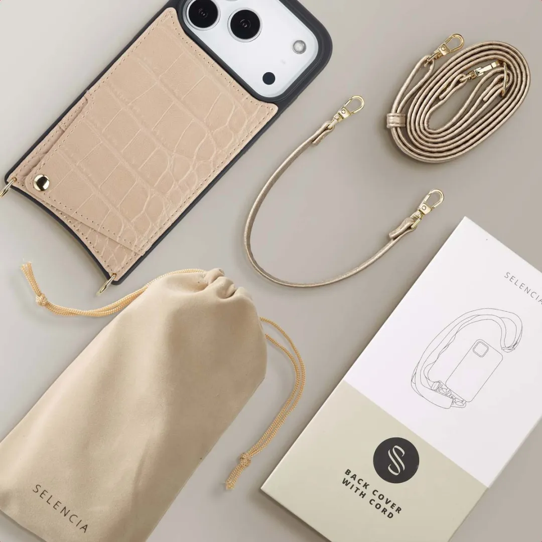 Selencia Croco Backcover iPhone 17 Pro - Beige - afbeelding 6 van 6