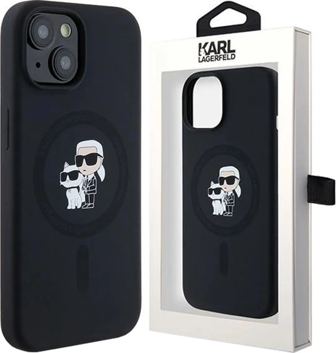Karl Lagerfeld Siliconen Karl&Choupette MagSafe Hoesje iPhone 15/14 Plus