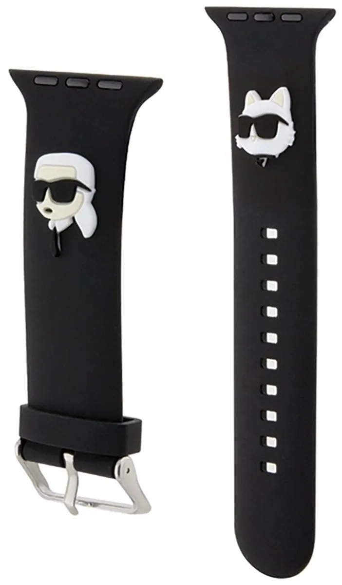 Karl Lagerfeld Karl&Choupette 3D Rubberen Hoofdband - Apple Watch 42-49mm - Zwart