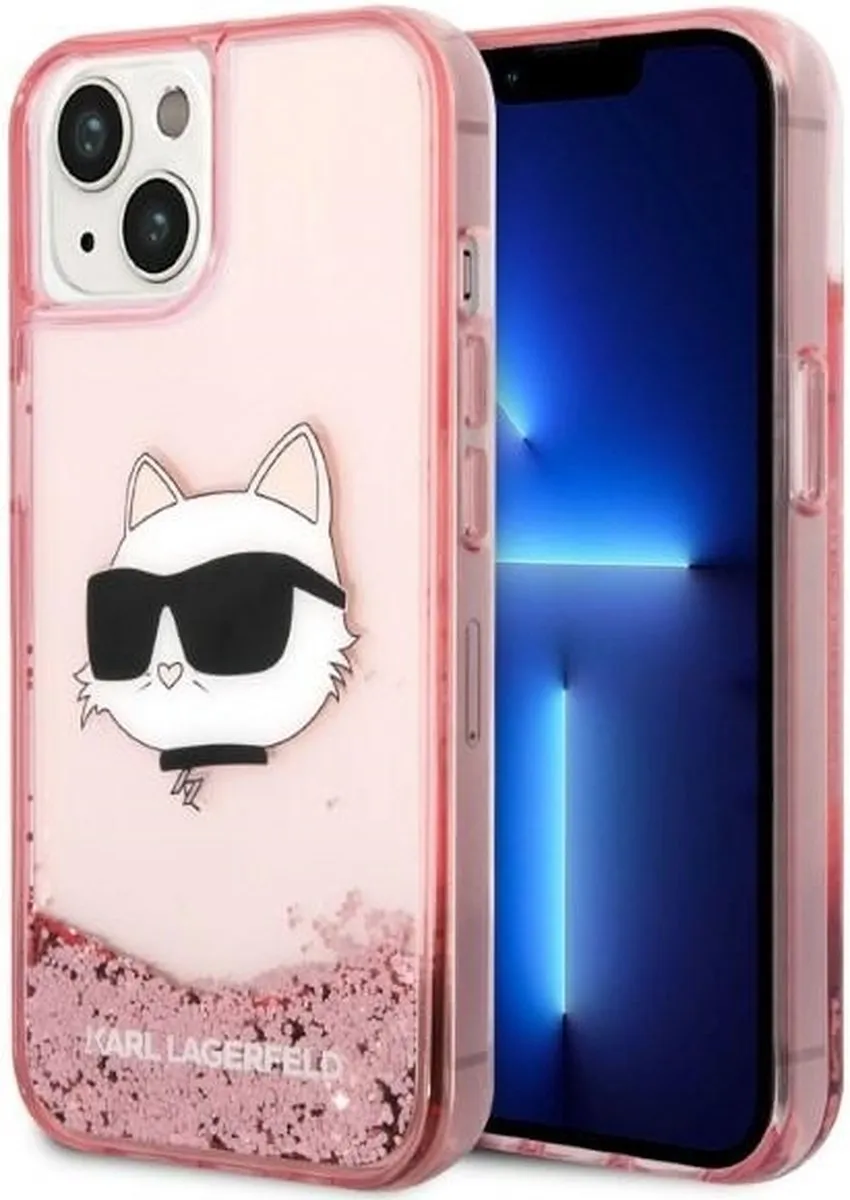 Karl Lagerfeld KLHCP14MLNCHCP iPhone 14 Plus Hoesje - Roze Glitter
