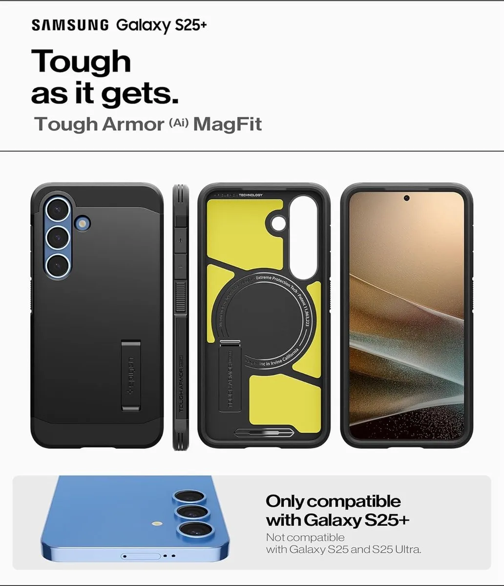 Spigen Tough Armor MagFit Hoesje - Samsung Galaxy S25 Plus - Zwart