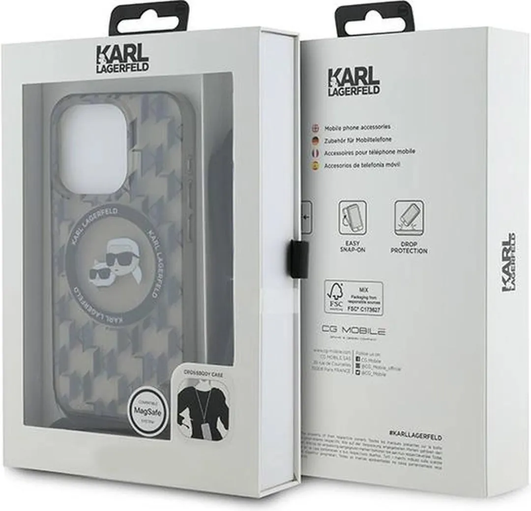 Karl Lagerfeld IML Crossbody Monogram MagSafe Hoesje iPhone 15 Pro Max - Zwart