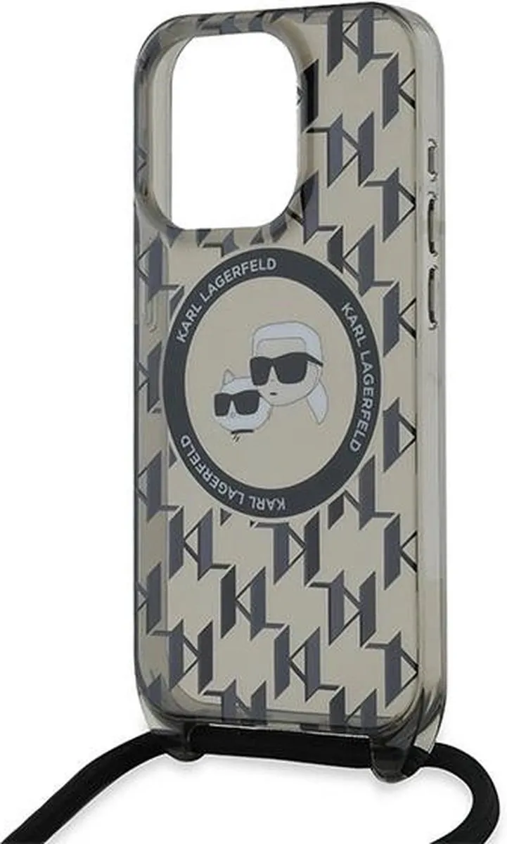 Karl Lagerfeld IML Crossbody Monogram MagSafe Hoesje iPhone 15 Pro Max - Zwart