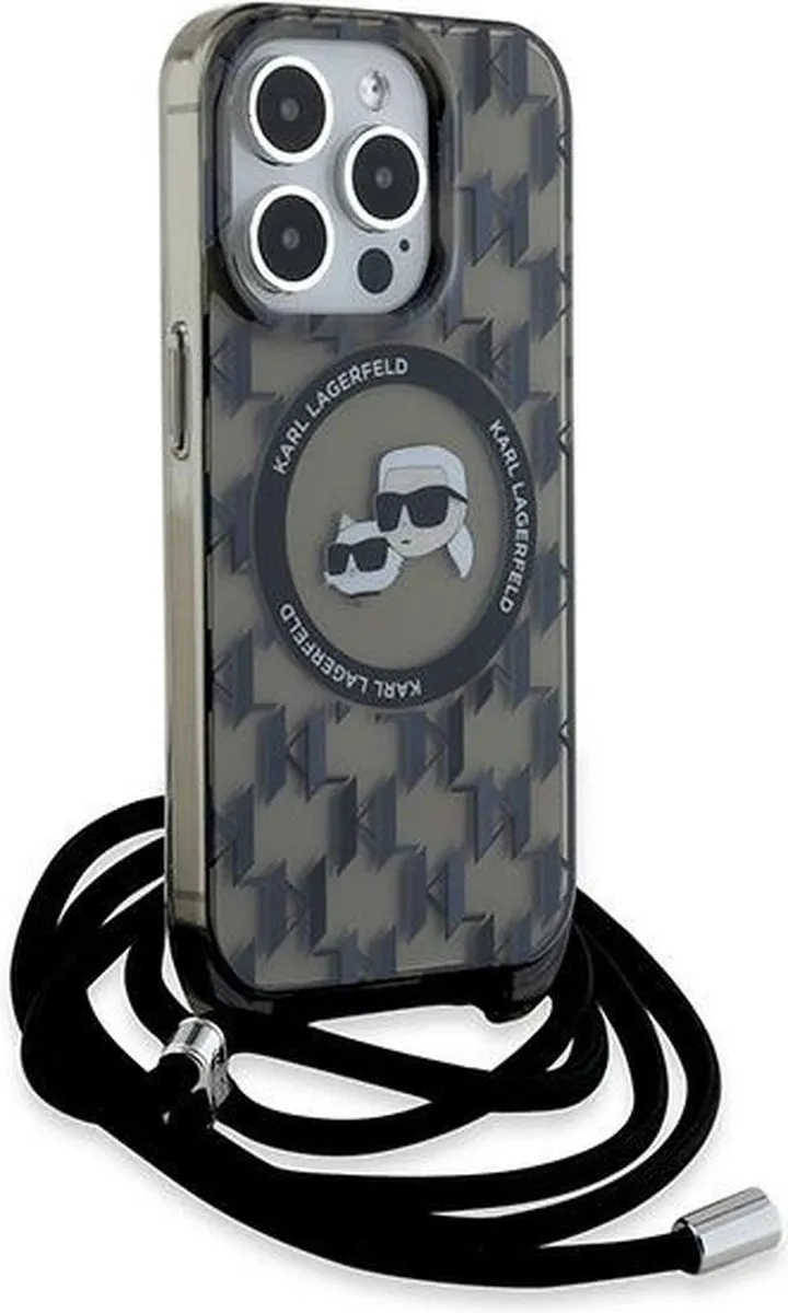 Karl Lagerfeld IML Crossbody Monogram MagSafe Hoesje iPhone 15 Pro Max - Zwart