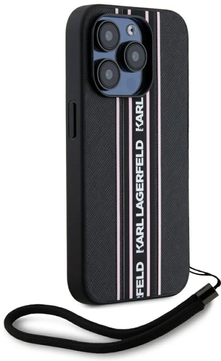Karl Lagerfeld Saffiano Hoesje KLHCP15LPAMSCNSP - iPhone 15 Pro - Zwart