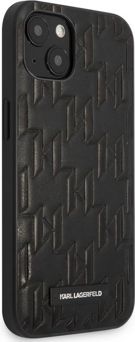 Karl Lagerfeld Monogram Plaque Back Case iPhone 13 Mini - Zwart