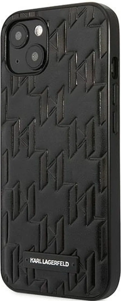 Karl Lagerfeld Monogram Plaque Back Case iPhone 13 Mini - Zwart