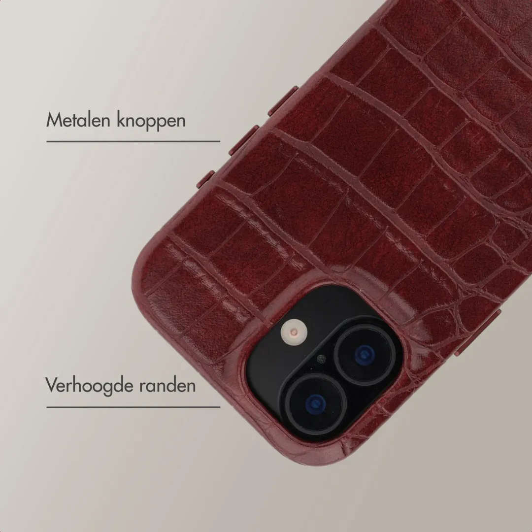 Selencia Hoesje iPhone 16 - Croco Burgundy - MagSafe