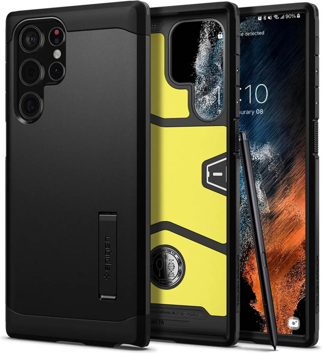 Spigen Tough Armor ACS03923 Hoesje - Samsung Galaxy S22 Ultra - Zwart