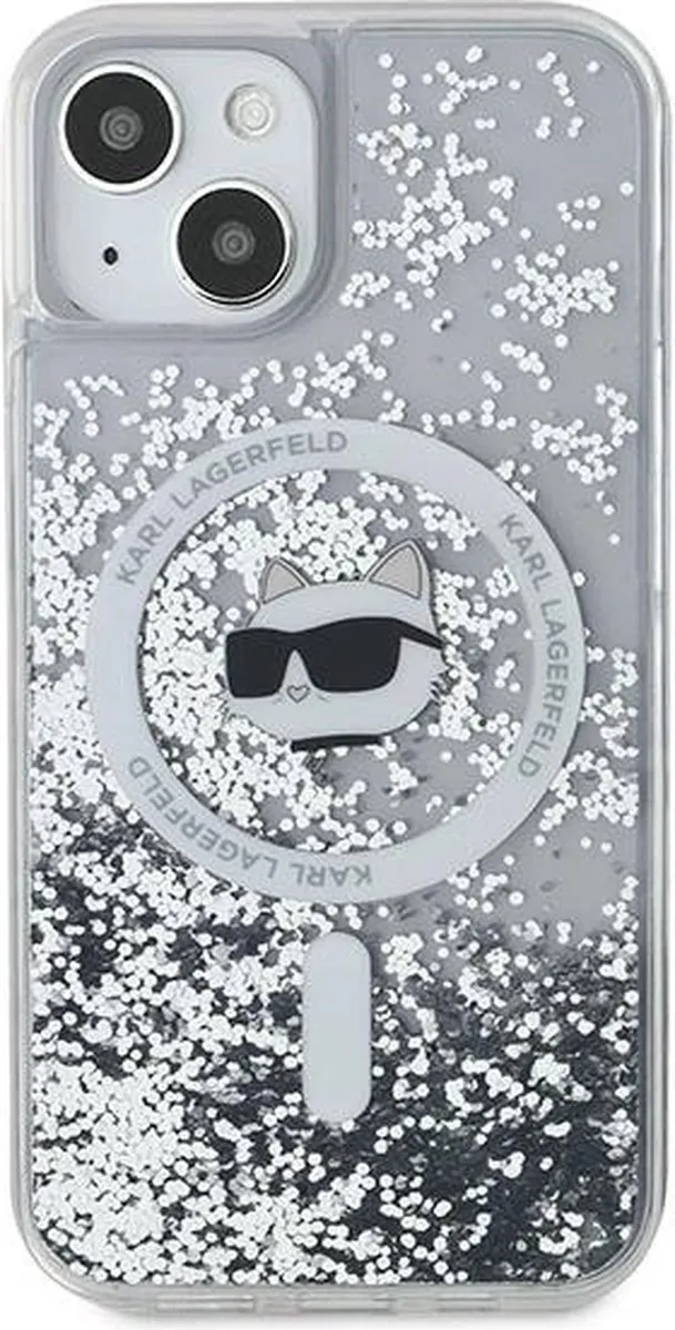 Karl Lagerfeld Liquid Glitter Choupette MagSafe Hoesje - iPhone 11/XR - Transparant