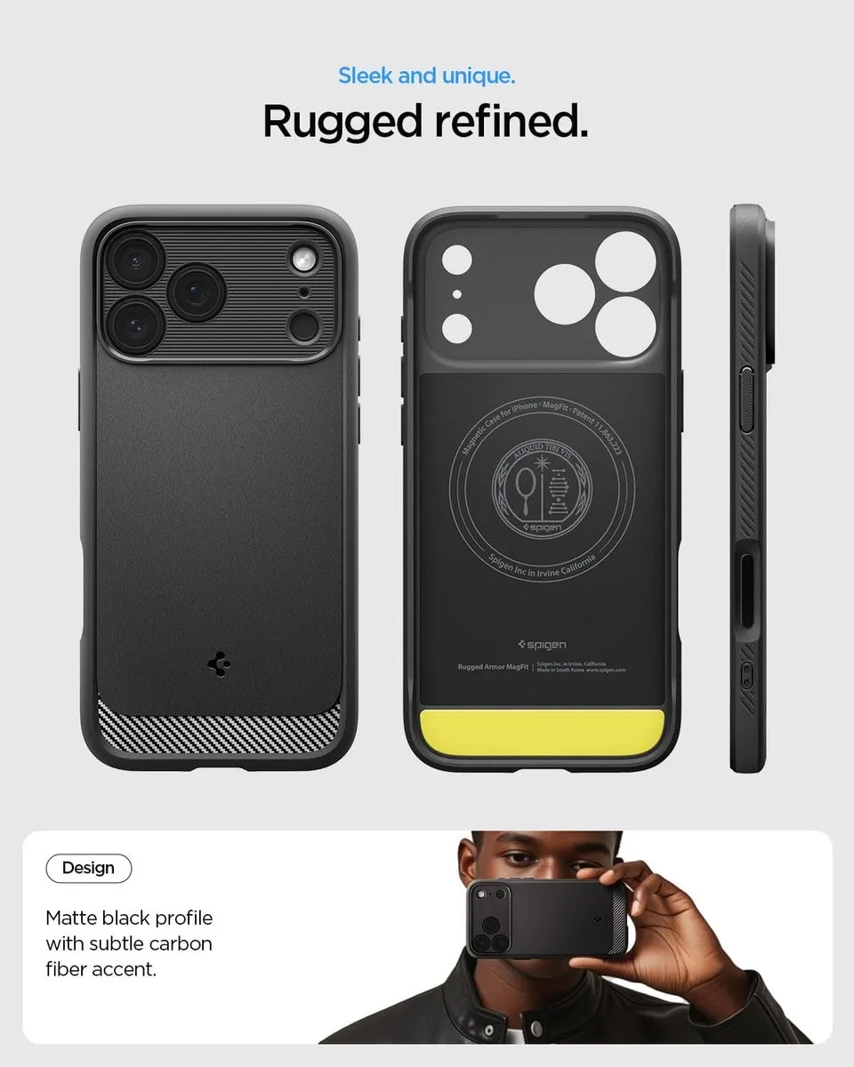 Spigen ACS06801 Back Cover Hoesje - iPhone 17 Pro Max - Koolstofvezel - Zwart