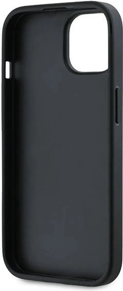 Karl Lagerfeld Diagonal Quilted Script Hoesje iPhone 15 Plus/14 Plus - Zwart