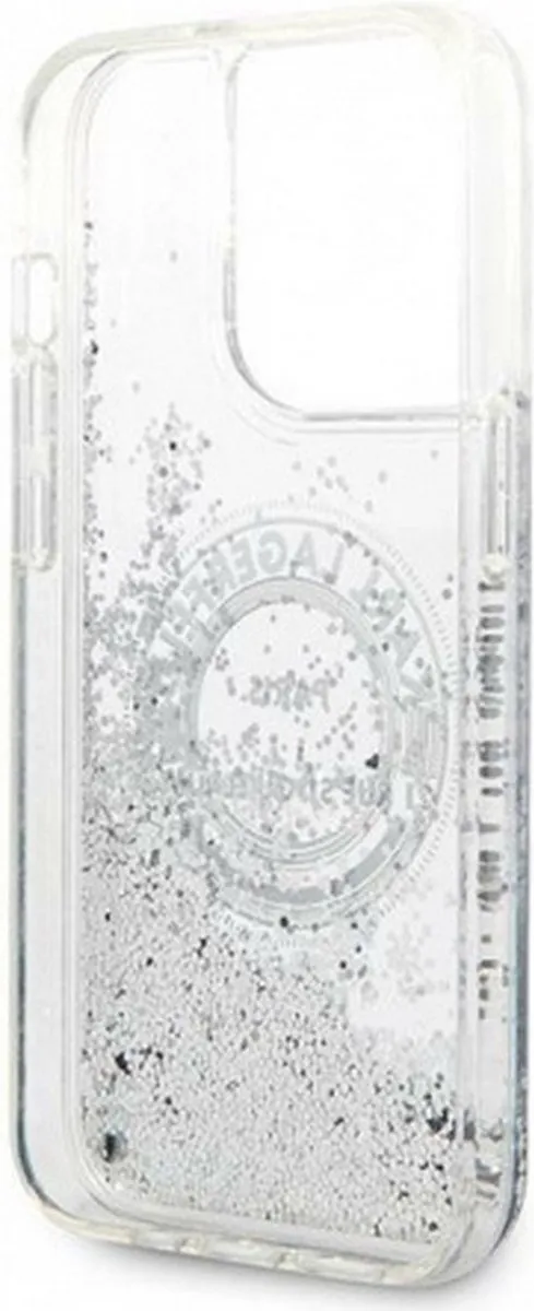 Karl Lagerfeld Liquid Glitter Back Case iPhone 14 Pro - Grijs