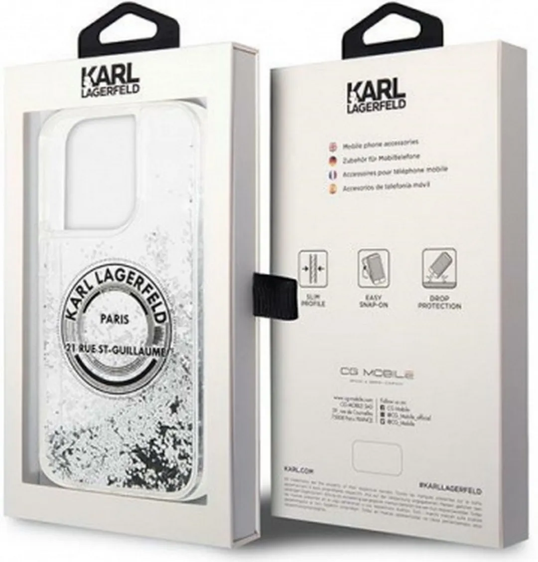 Karl Lagerfeld Liquid Glitter Back Case iPhone 14 Pro - Grijs