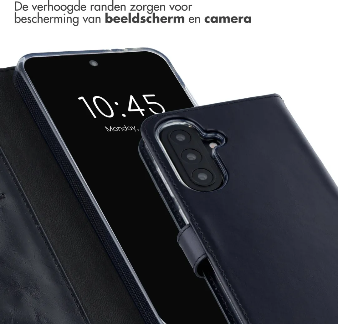 Selencia Hoesje Samsung Galaxy A57 - Echt Lederen Bookcase 3 Stuks - Zwart
