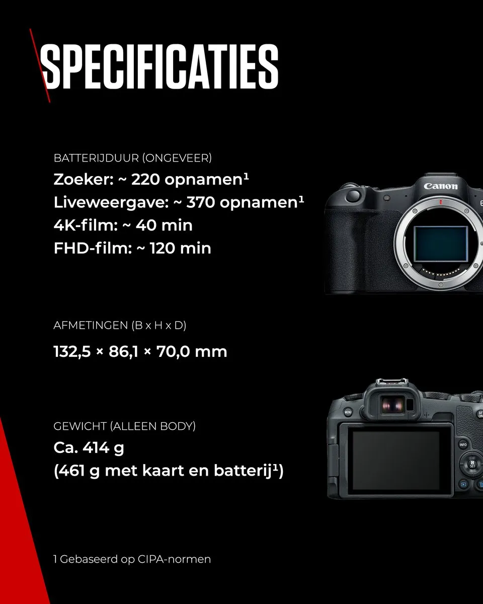 Canon EOS R8 Body 5803C003 Systeemcamera - 24,2 MP - 4K - Zwart