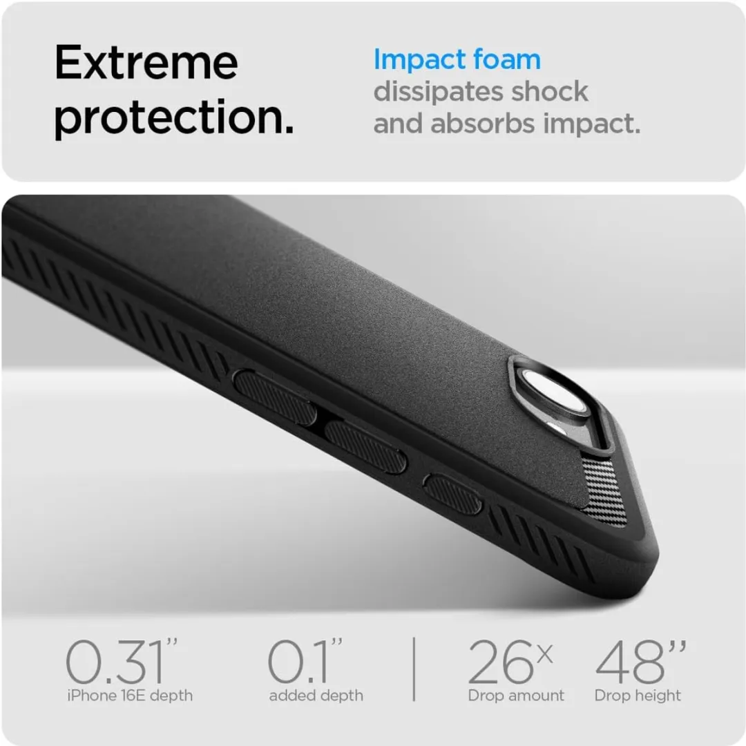 Spigen Rugged Back Cover iPhone 16e - Zwart