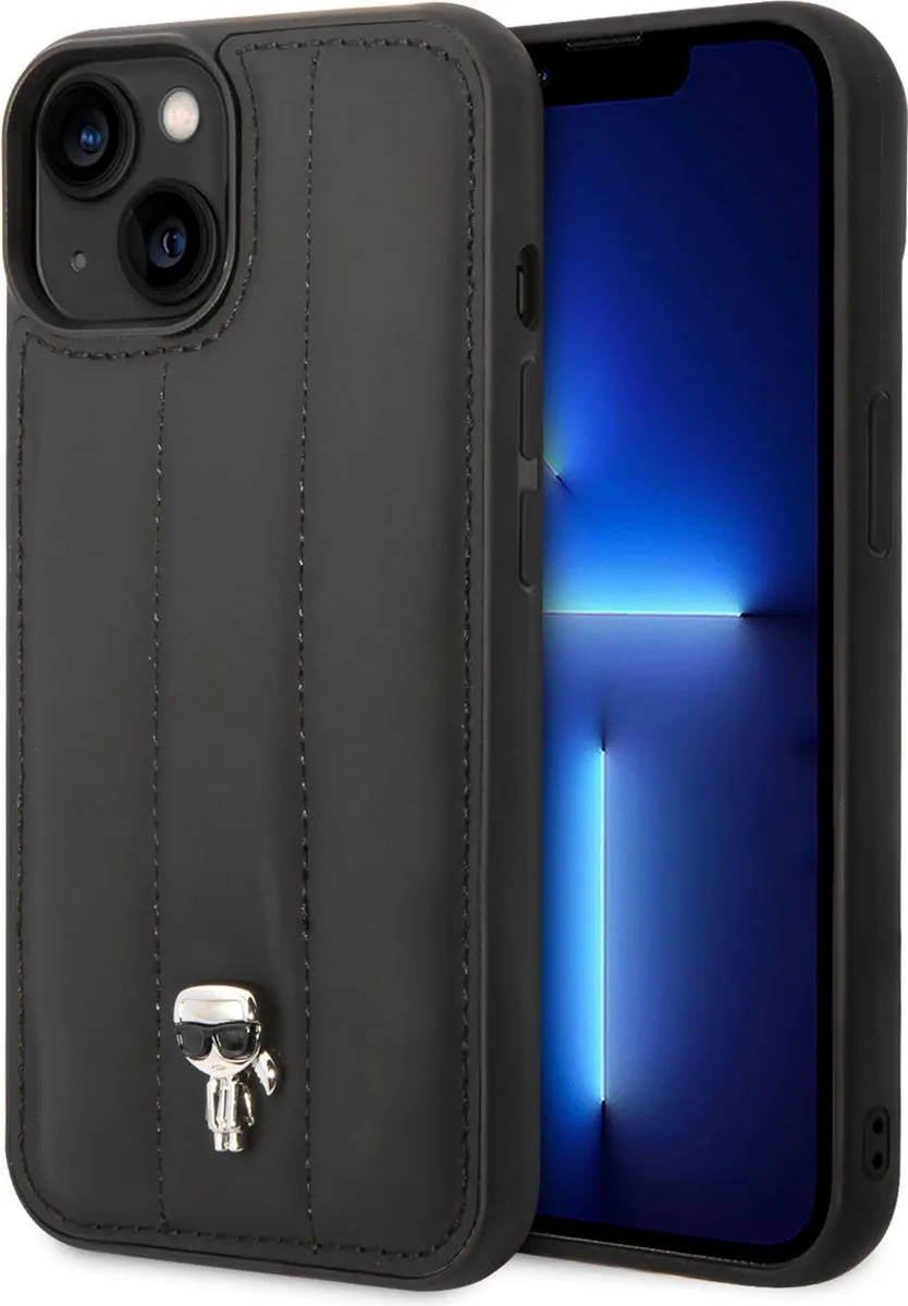 Karl Lagerfeld iPhone 14 Plus Backcase - Effen Zwart - Kunstleer - 3666339077723