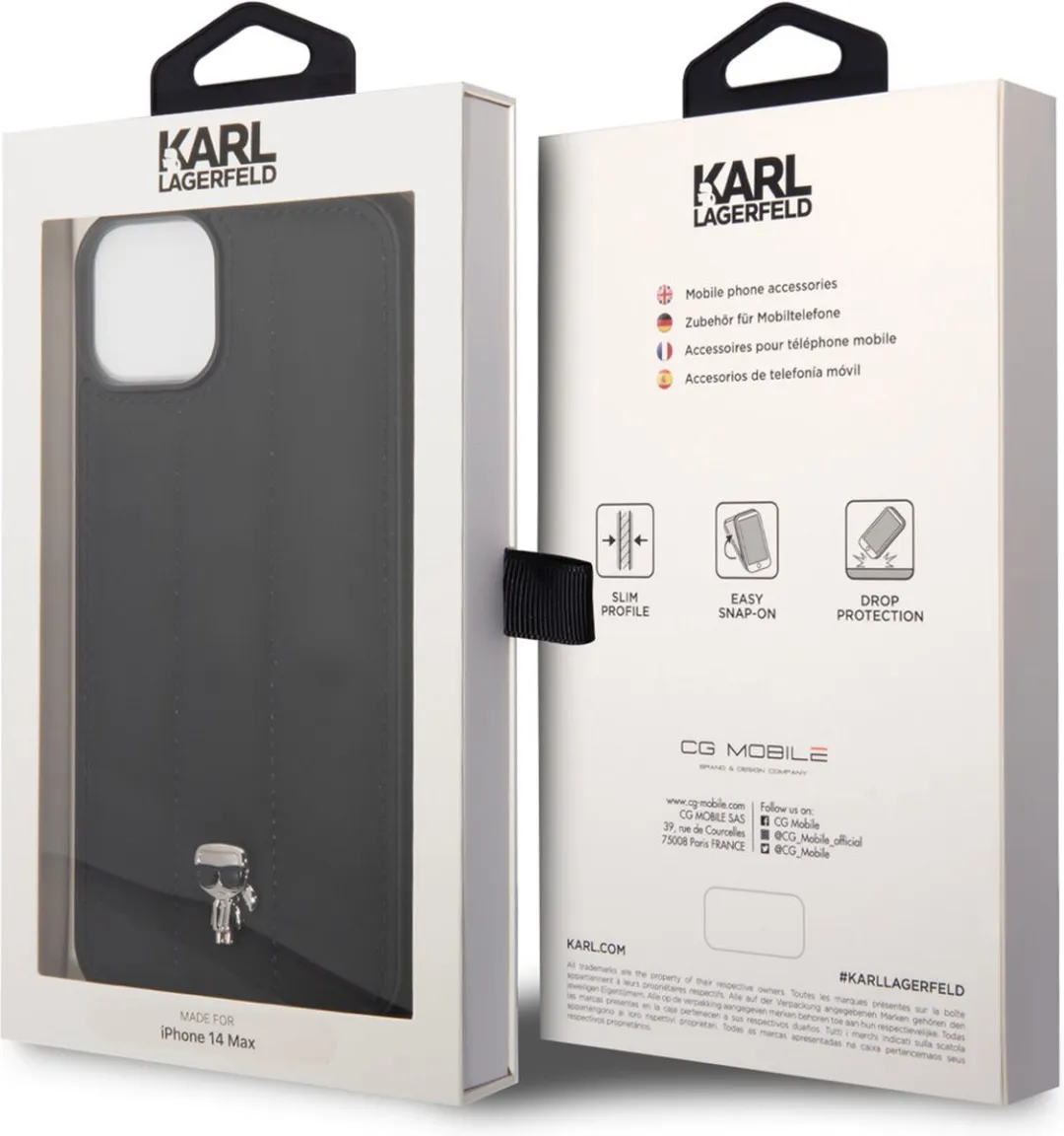 Karl Lagerfeld iPhone 14 Plus Backcase - Effen Zwart - Kunstleer - 3666339077723