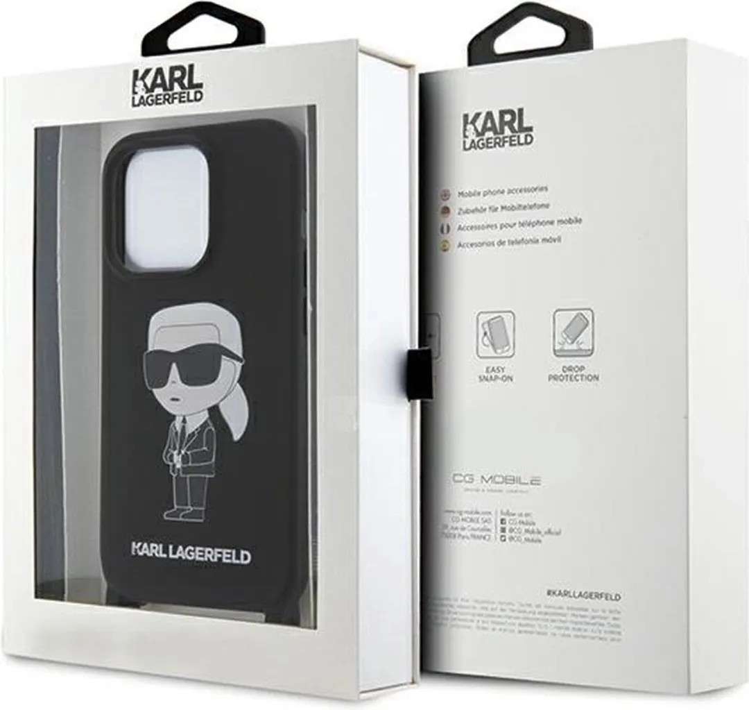 Karl Lagerfeld Ikonik Siliconen Hoesje iPhone 15 Pro Max - Zwart