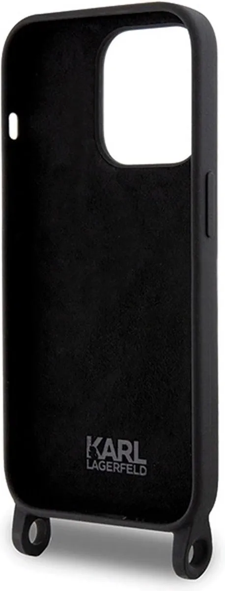 Karl Lagerfeld Ikonik Siliconen Hoesje iPhone 15 Pro Max - Zwart