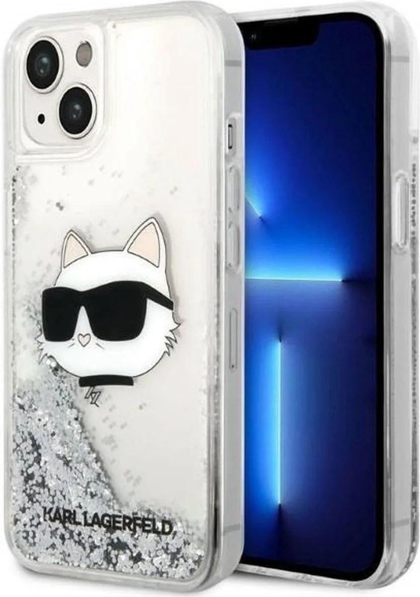 Karl Lagerfeld KLHCP14MLNCHCS iPhone 14 Plus Hoesje - Glitter Choupette - Zilver