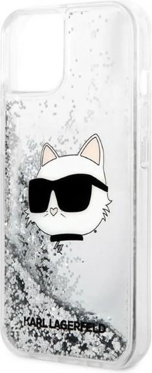 Karl Lagerfeld KLHCP14MLNCHCS iPhone 14 Plus Hoesje - Glitter Choupette - Zilver