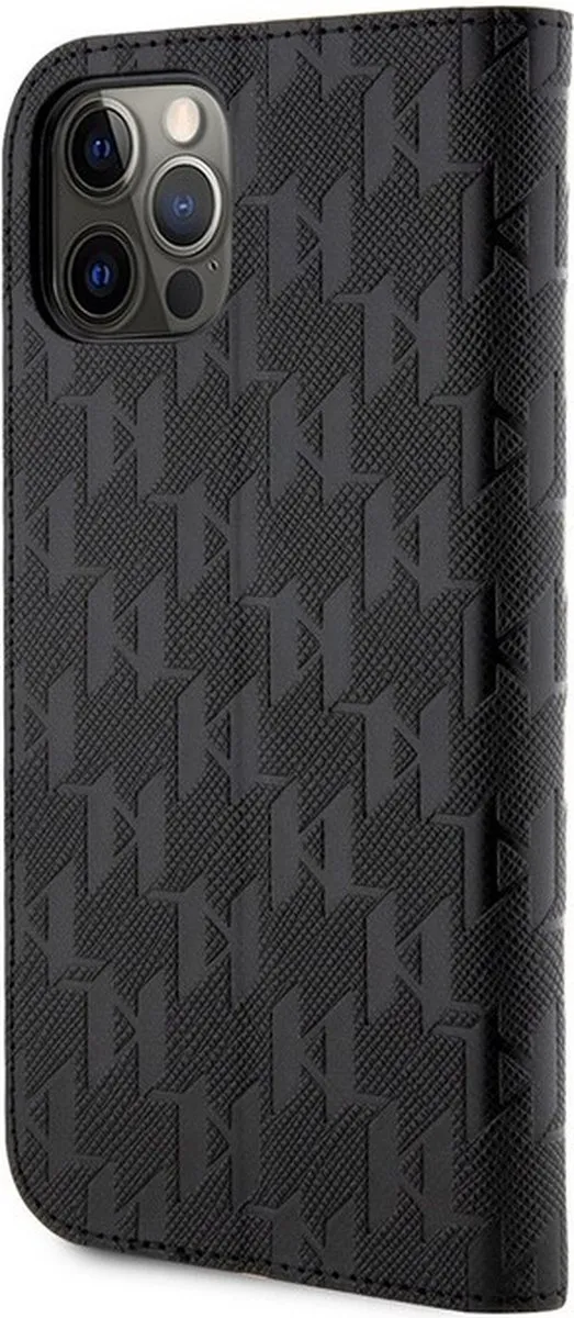 Karl Lagerfeld Saffiano Book Case KLHBKIP12MSAK - iPhone 12/12 Pro - 3 Pasjes - Zwart