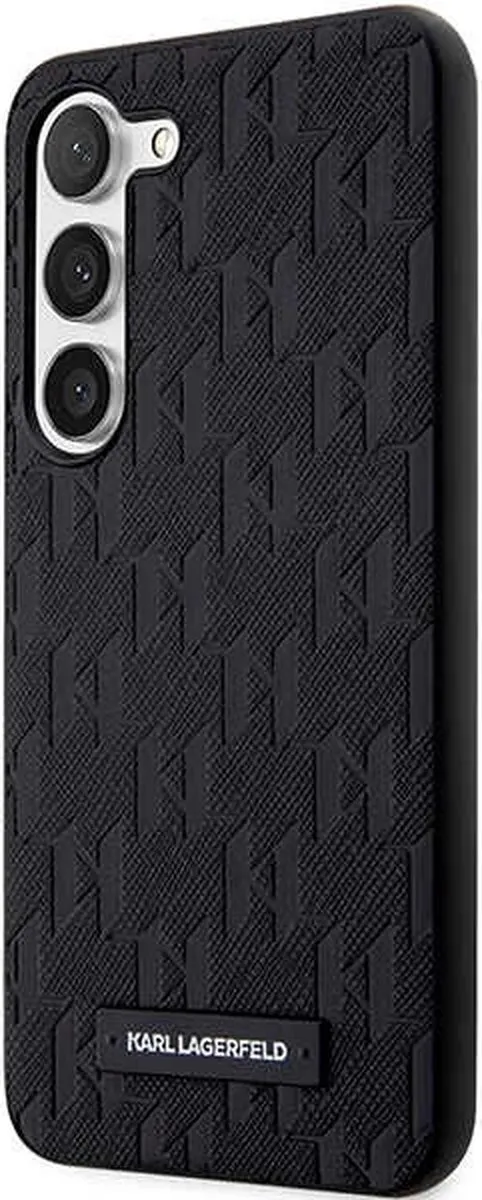 Karl Lagerfeld Saffiano Mono Metal Logo Hoesje Samsung Galaxy S24+ - Zwart