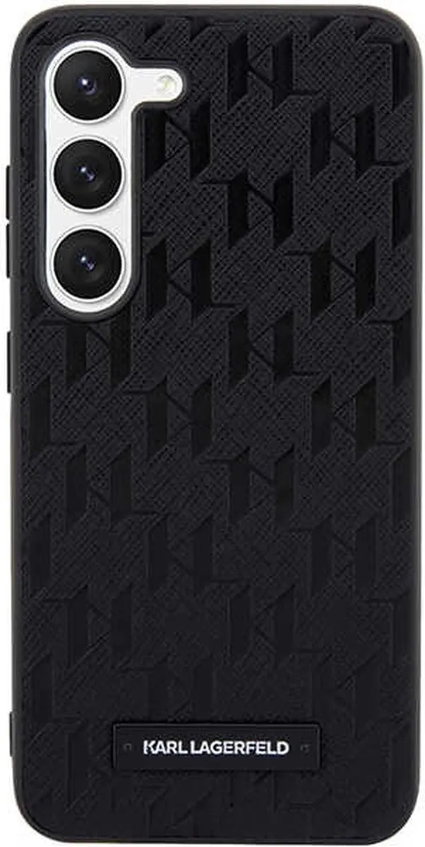 Karl Lagerfeld Saffiano Mono Metal Logo Hoesje Samsung Galaxy S24+ - Zwart