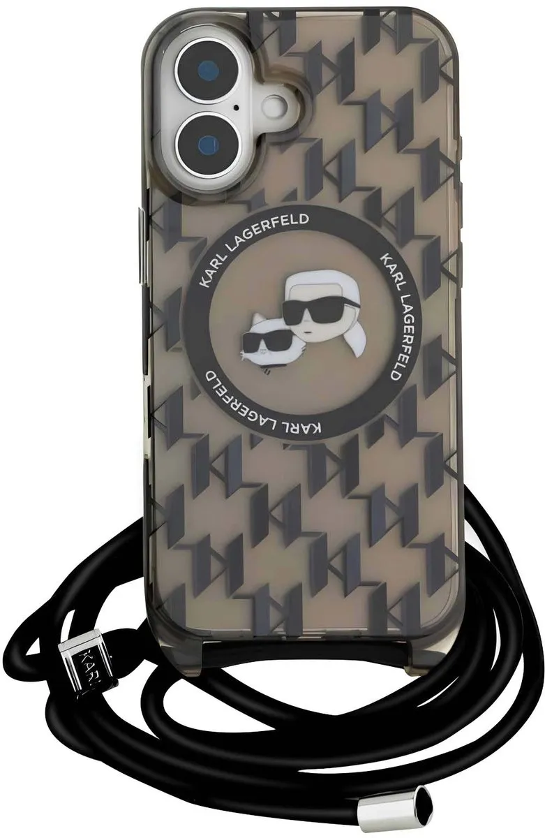 Karl Lagerfeld MagSafe Hoesje KLHMP16SHCKCKLCK - iPhone 16 - Transparant zwart