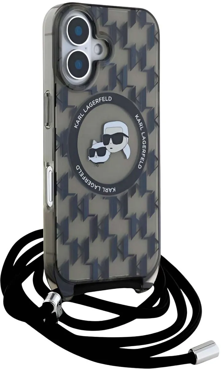 Karl Lagerfeld MagSafe Hoesje KLHMP16SHCKCKLCK - iPhone 16 - Transparant zwart