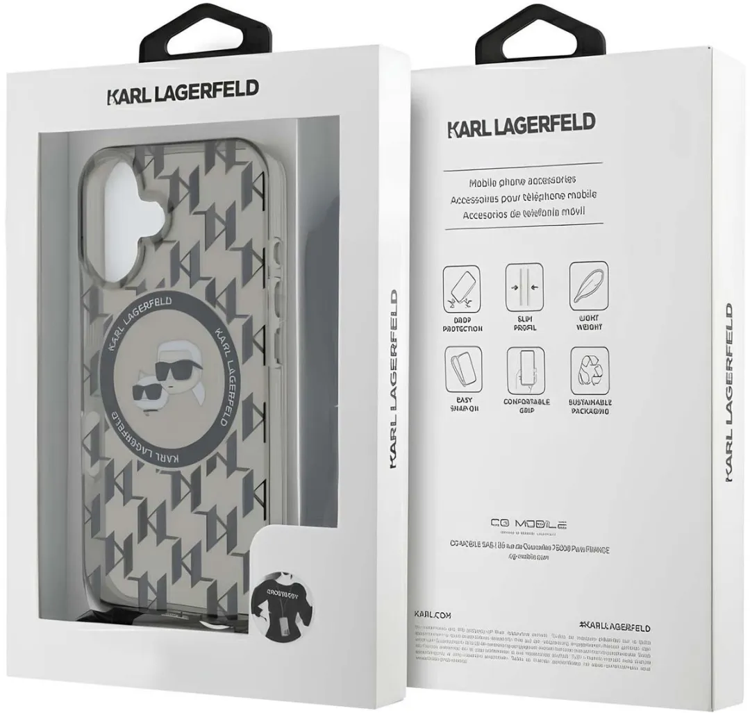 Karl Lagerfeld MagSafe Hoesje KLHMP16SHCKCKLCK - iPhone 16 - Transparant zwart