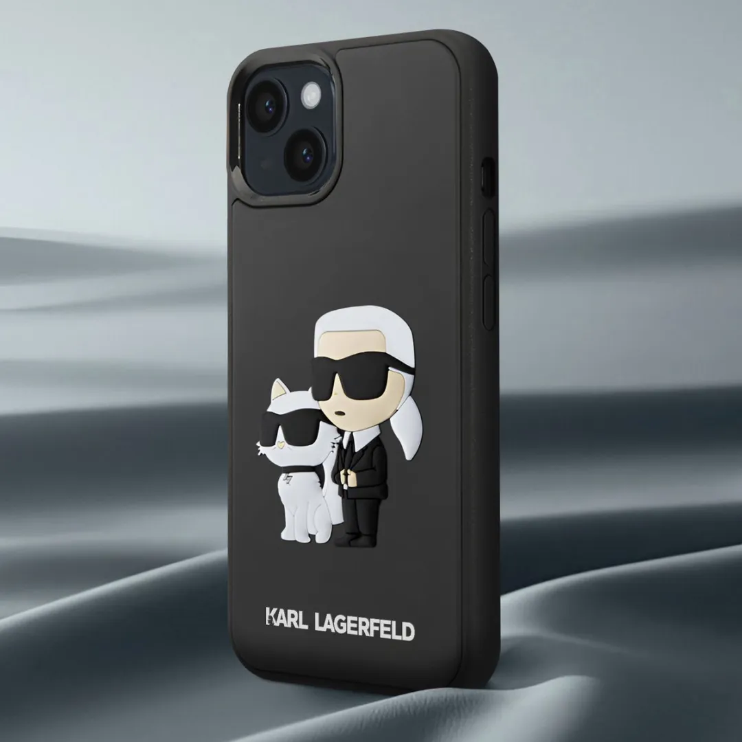 Karl Lagerfeld 3D Rubber Karl & Choupette iPhone 15 Plus Hoes - Zwart H90699