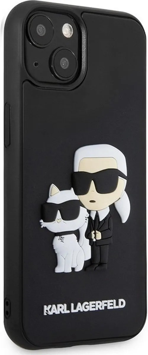 Karl Lagerfeld 3D Rubber Karl & Choupette iPhone 15 Plus Hoes - Zwart H90699