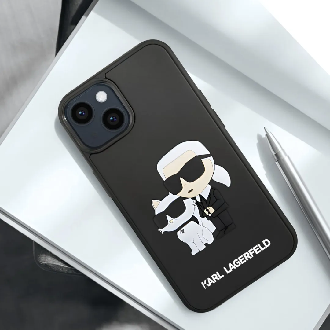 Karl Lagerfeld 3D Rubber Karl & Choupette iPhone 15 Plus Hoes - Zwart H90699