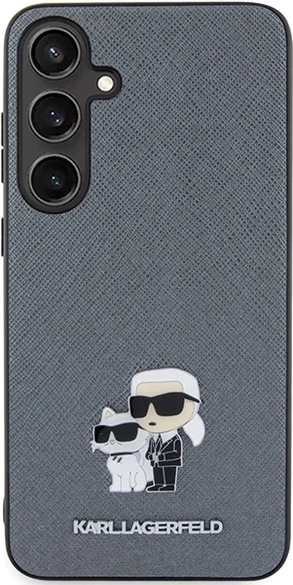 Karl Lagerfeld Saffiano Karl&Choupette Pin-hoesje - Samsung Galaxy S24+ Grijs