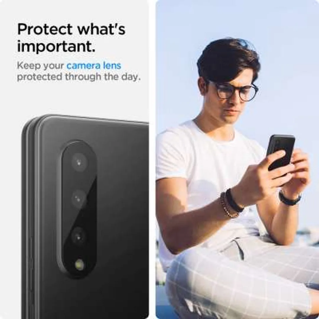 Spigen Camera Lens Glass Protector Samsung Galaxy Z Fold 3 - 2 Stuks - Zwart
