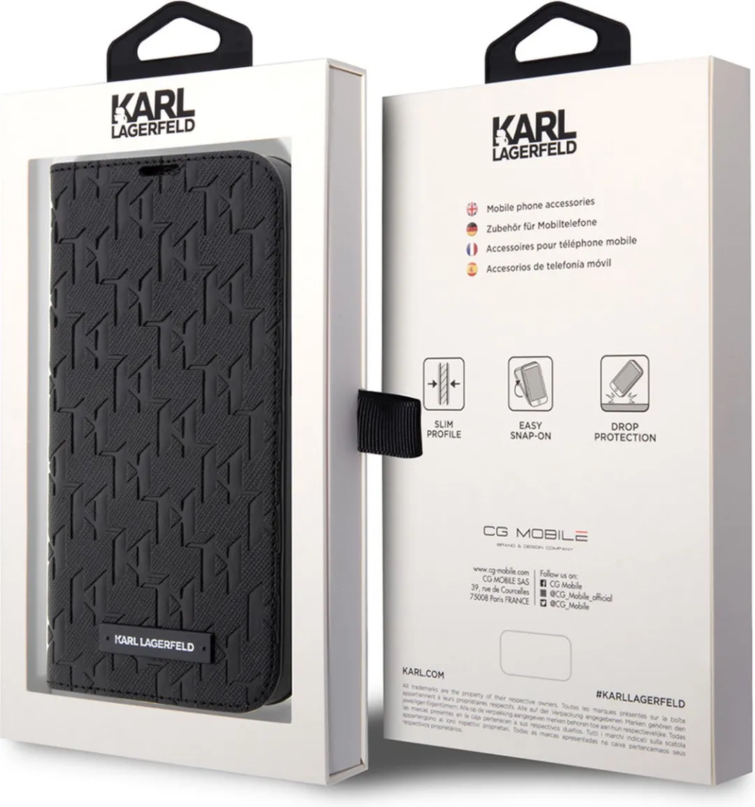 Karl Lagerfeld iPhone 14 Pro Max Hoesje - Kunstleer - 3 Pasjes - Zwart