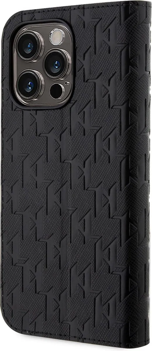 Karl Lagerfeld iPhone 14 Pro Max Hoesje - Kunstleer - 3 Pasjes - Zwart
