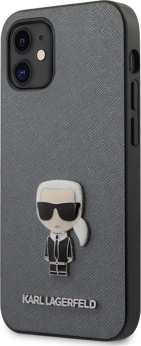 Karl Lagerfeld Saffiano Hoesje iPhone 12 Mini - Zilver - MPN 3700740482292